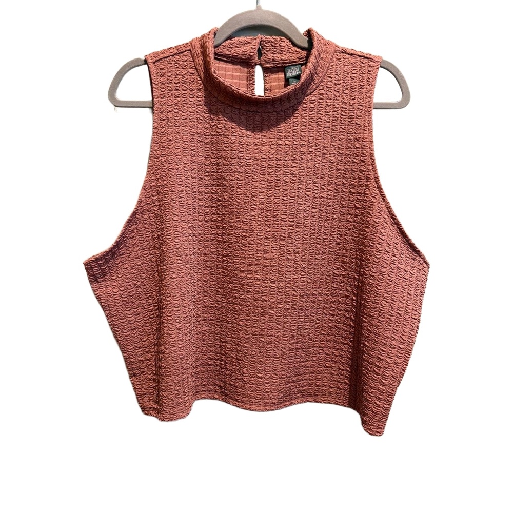 Wild Fable Top Womens Size 2X Mock Neck‎ Textured Fabric Back Button